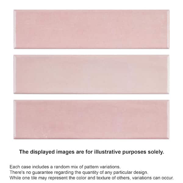 MOLOVO Cyra Pink 2.95 in. x 11.81 in. Polished Ceramic
