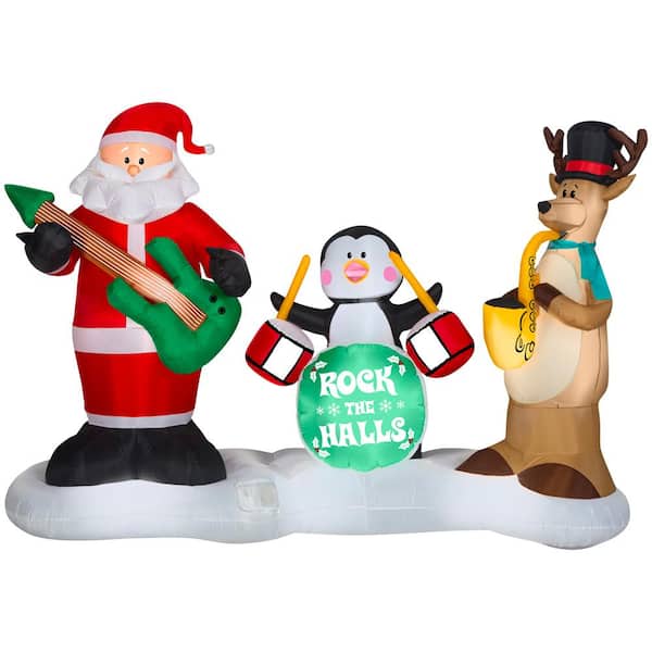 Home Accents Holiday 6 ft. Pre-Lit Life Size Airblown Inflatable Rock Band with Animated Music Scene