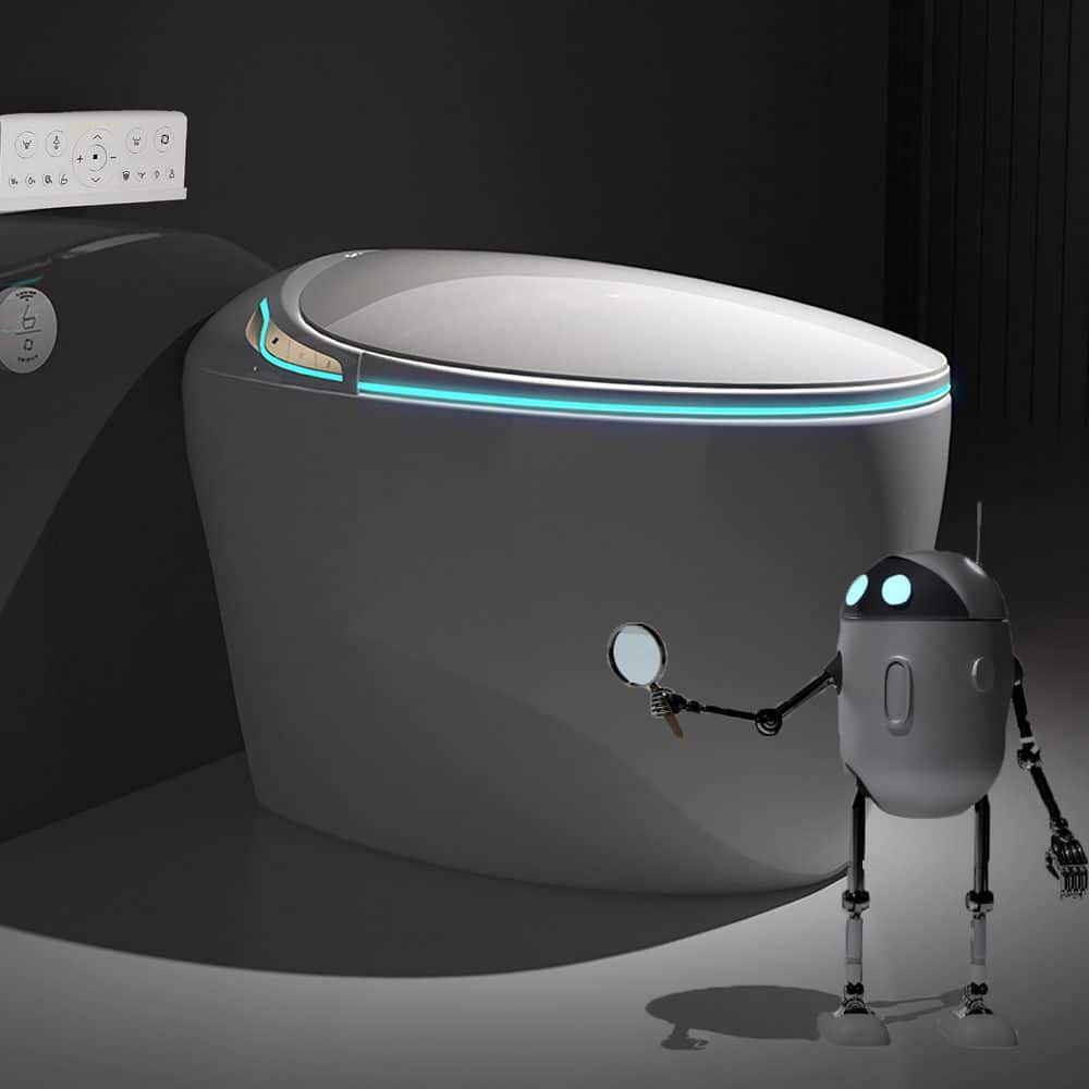 YULIKA Elongated Smart Toilet 1.28 Gal. with Bidet Built-In, Warm Water Sprayer and Dryer Automatic Flush in White