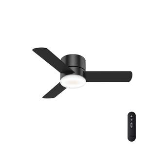 Minimus 44 in. Low Profile Integrated LED Indoor Matte Black Ceiling Fan with Light Kit and Remote