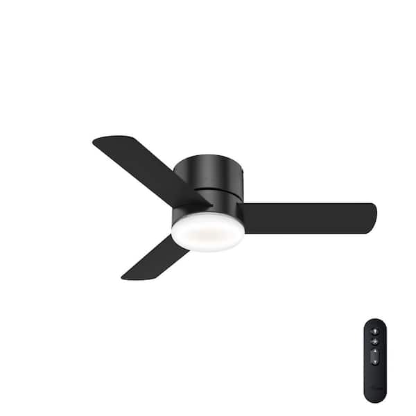 Hunter Minimus 44 in. Low Profile Integrated LED Indoor Matte Black Ceiling Fan with Light Kit and Remote