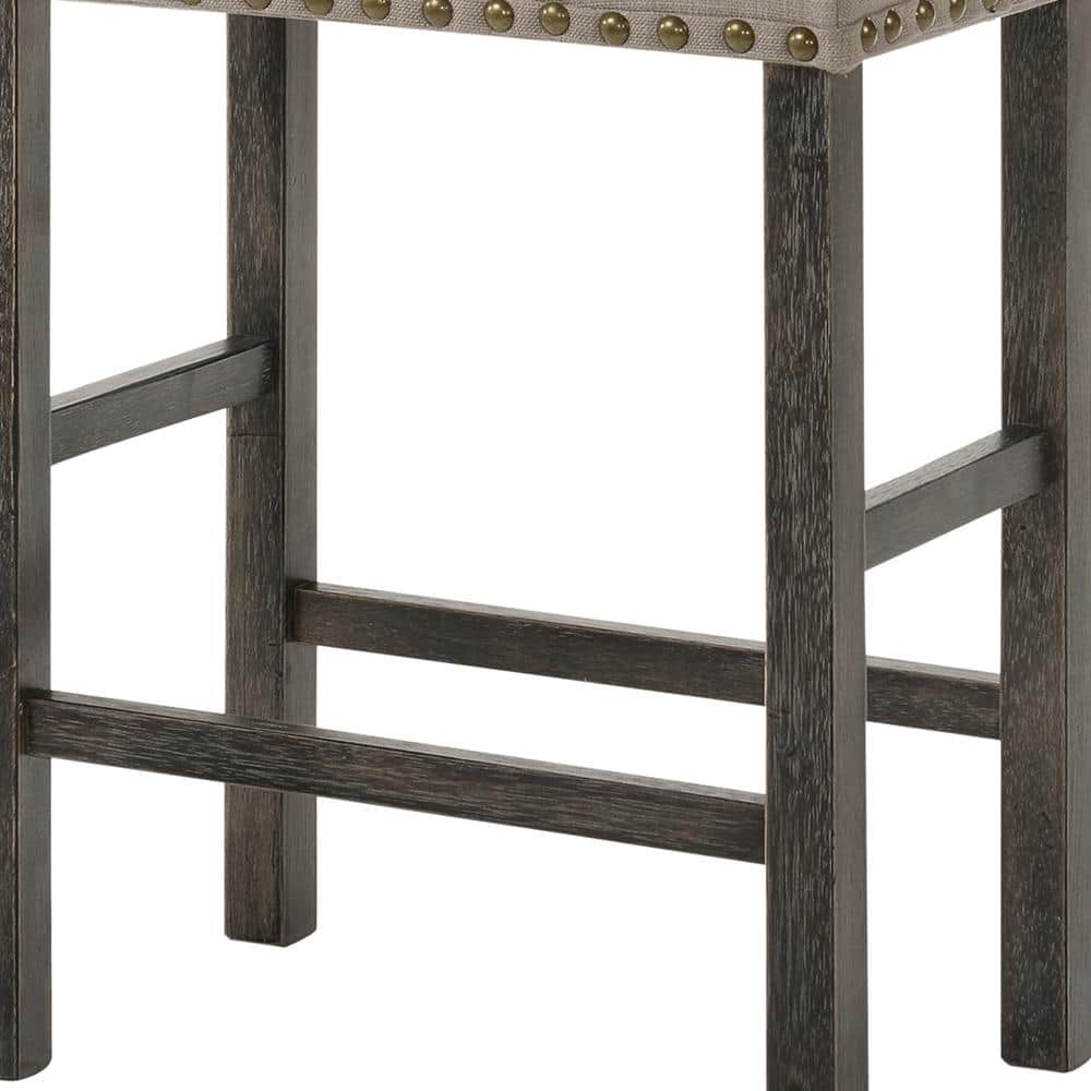 Gray Wood Backless Saddle Counter Height Stool