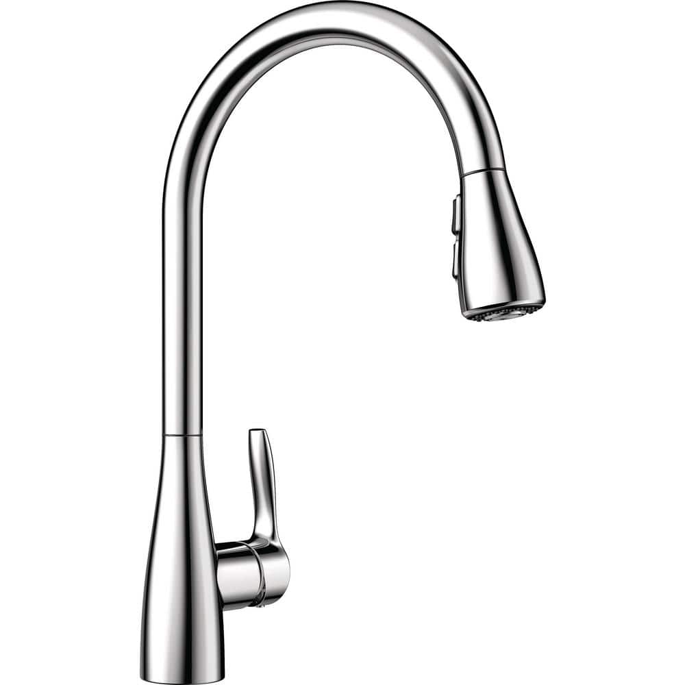 ATURA Single Handle Gooseneck Pull-Down Sprayer Kitchen Faucet in Polished 