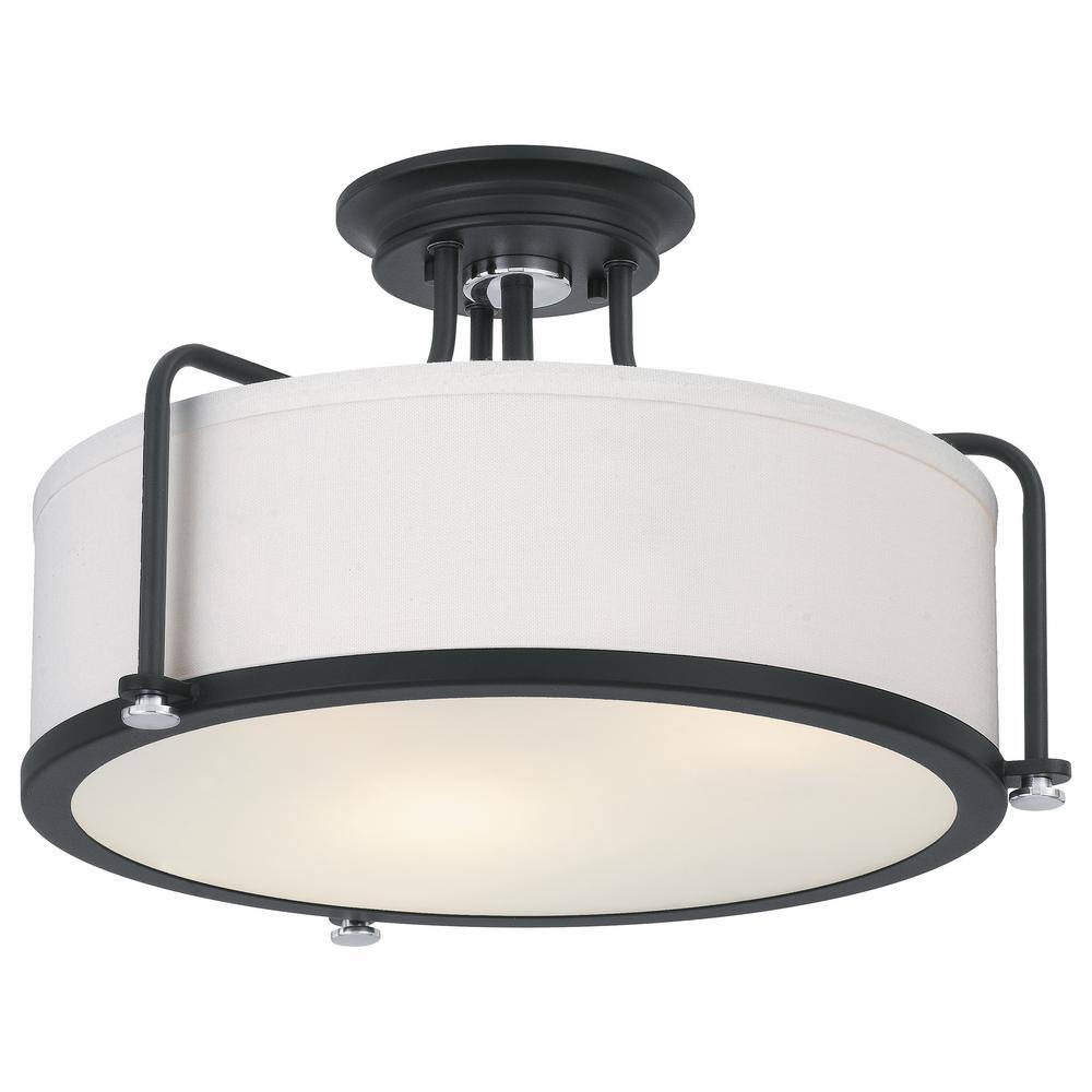 Earth Black Drum Semi-Flush Mount Ceiling Light