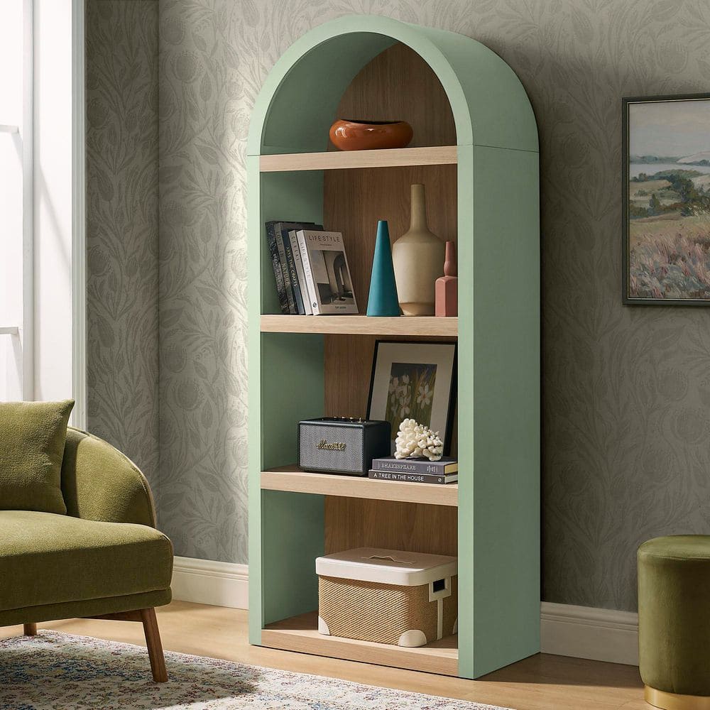 ◆タチカワ◆ウッドブラインド◆W168×H106◆O-2511BL3◆ Modway Caleb 75 in. MDF Arched Bookcase With 4-Tier Open Shelves