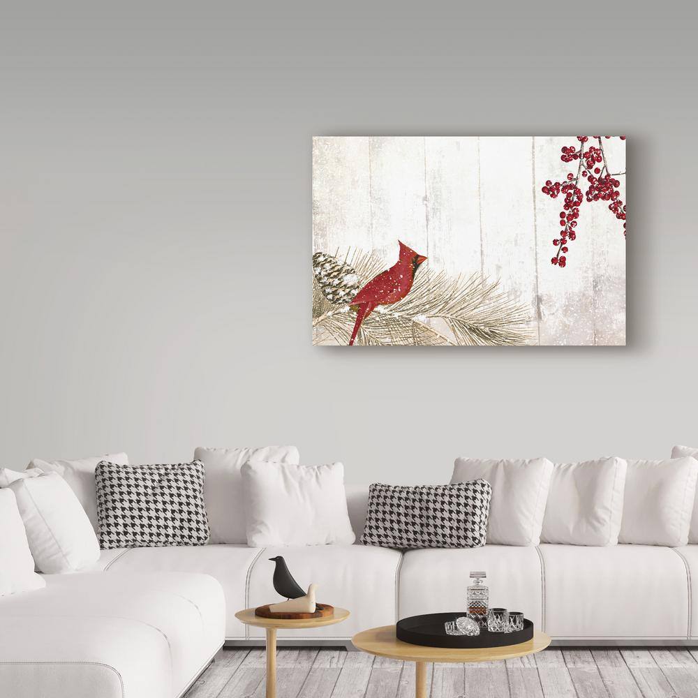 Cardinal Christmas V Red and White Canvas Wall Art