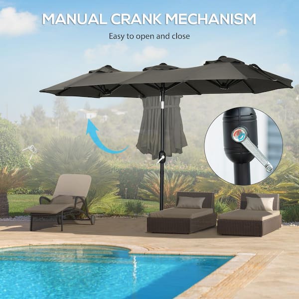Outsunny 9 ft. Double-Sided Umbrella Large Outdoor Market