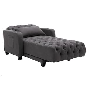 Dark Gray Polyester Tufted Reclining Chaise Lounge With Wireless Charge and Cup Holder