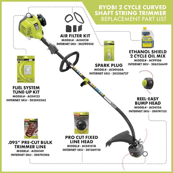 Ryobi 25cc 2 Cycle Attachment Capable Full Crank Curved Shaft Gas String Trimmer Ry252cs The Home Depot
