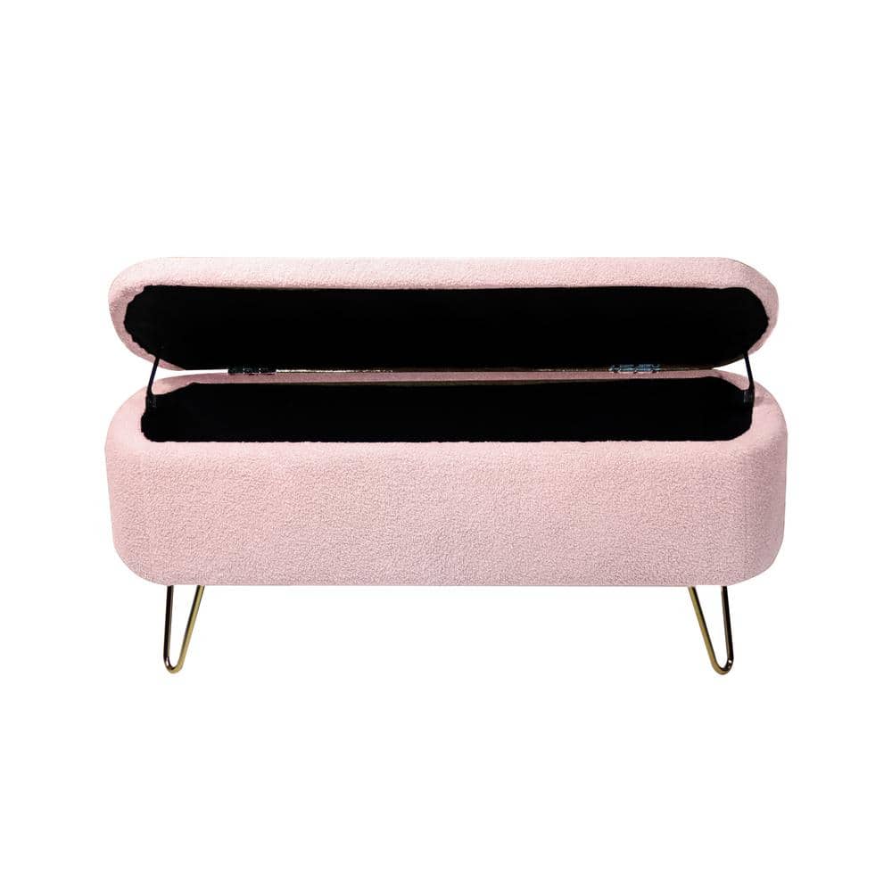 38.97 in. W x 17.72 in. D x 16.54 in. H Pink Linen Cabinet with Upholstered