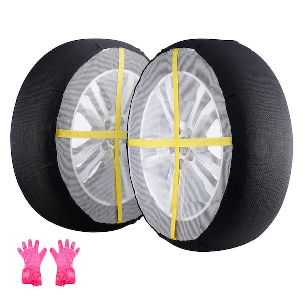 Thickened Snow Socks for Tires, Polyester Fiber with Elastic Straps, for Car, SUV, Pickup, Truck (Pack of 2)