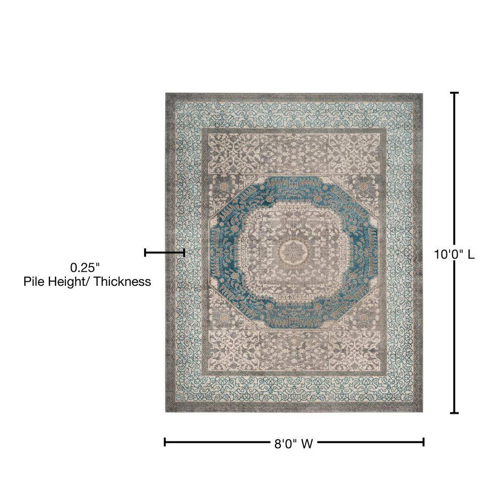 Sofia Light Grey and Blue Synthetic Reversible Area Rug