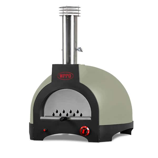 WPPO Infinity 50 in. Wood/Gas Hybrid-2 Outdoor Pizza Oven in Olive Green