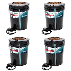 Large Black Plastic Hydroponic Bucket System Grow Kit (4-Pack)