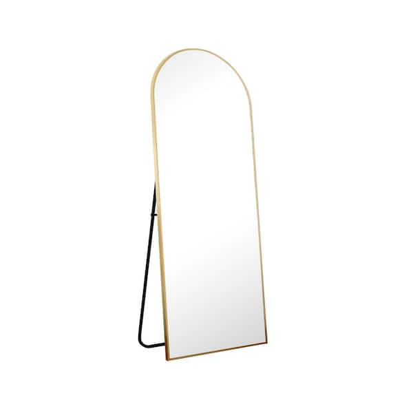 Black Frame 18 in. W x 58 in. H Arched Metal Full Length Mirror