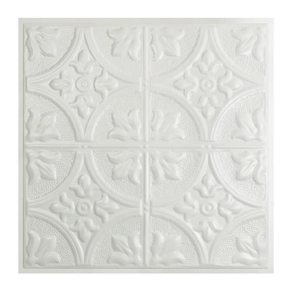 Great Lakes Tin Jamestown 2 ft. x 2 ft. Lay-in Tin Ceiling Tile in Matte White