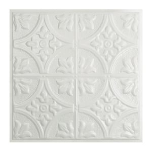 Jamestown 2 ft. x 2 ft. Lay-in Tin Ceiling Tile in Matte White (20 sq. ft. / case of 5)