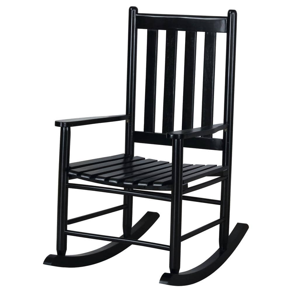 Transitional Black Acacia Wood Rocking Accent Chair
