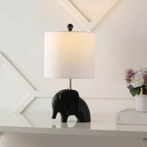 Koda 17.5 in. Eclectic Southwestern Resin/Iron Elephant LED Kids Table Lamp, Black