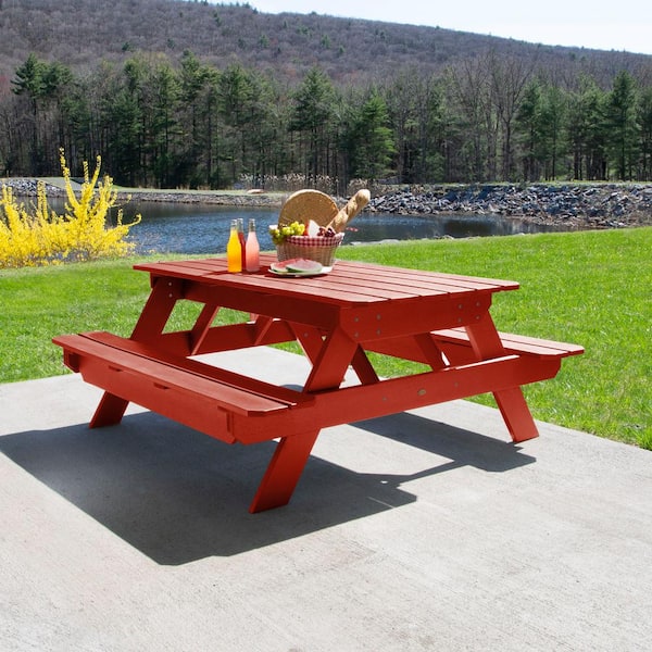 Highwood Hometown Picnic Table in Rustic Red