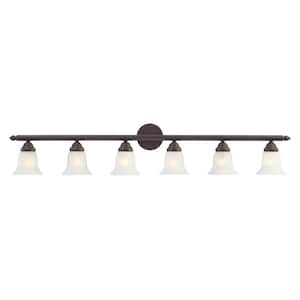 Esterbrook 48 in. 6-Light Bronze Vanity Light with White Alabaster Glass