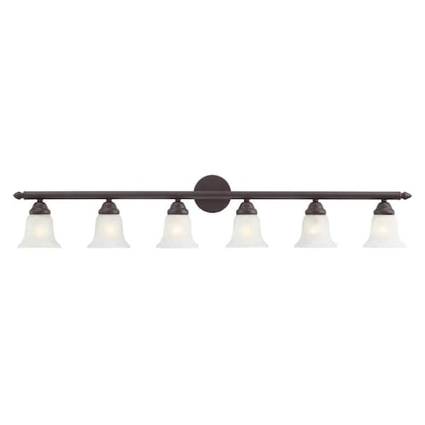 Livex Lighting Esterbrook 48 in. 6-Light Bronze Vanity Light with White Alabaster Glass