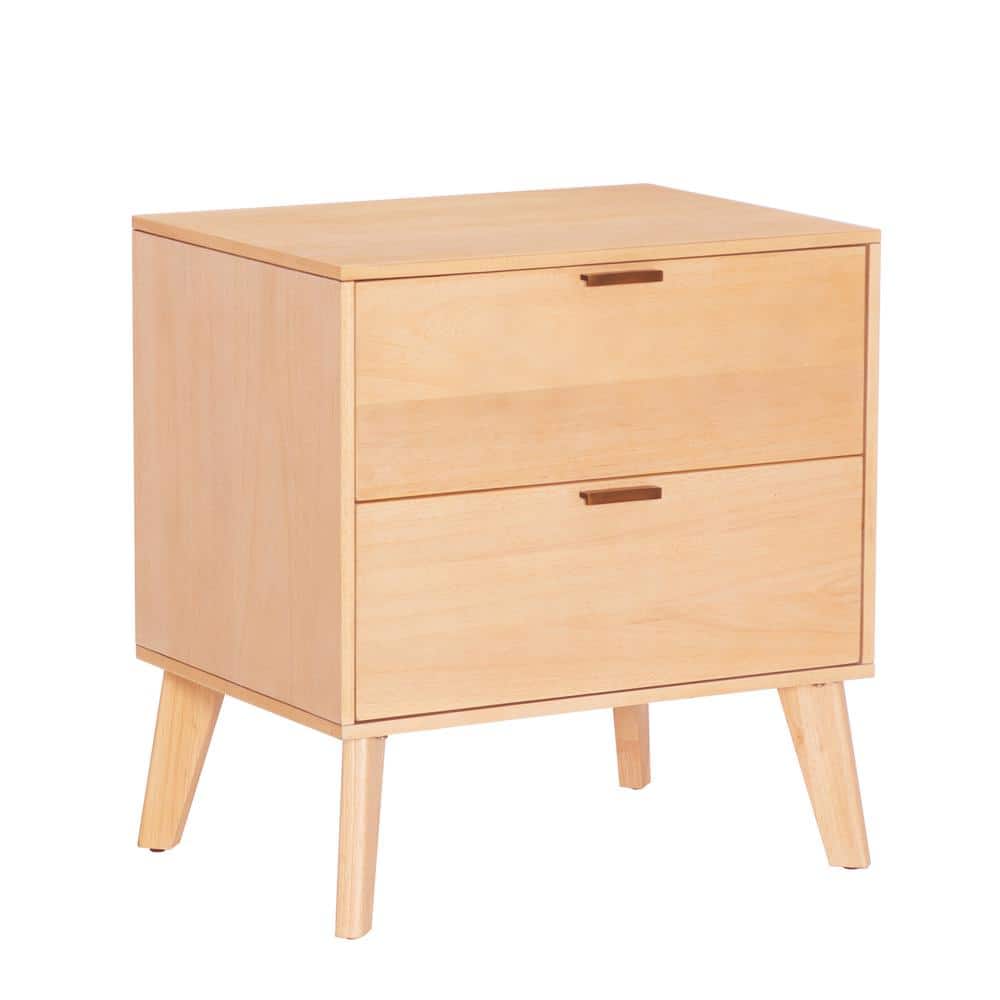 Ames Mid-Century Natural 2-Drawer 25.25 in. W Nightstand