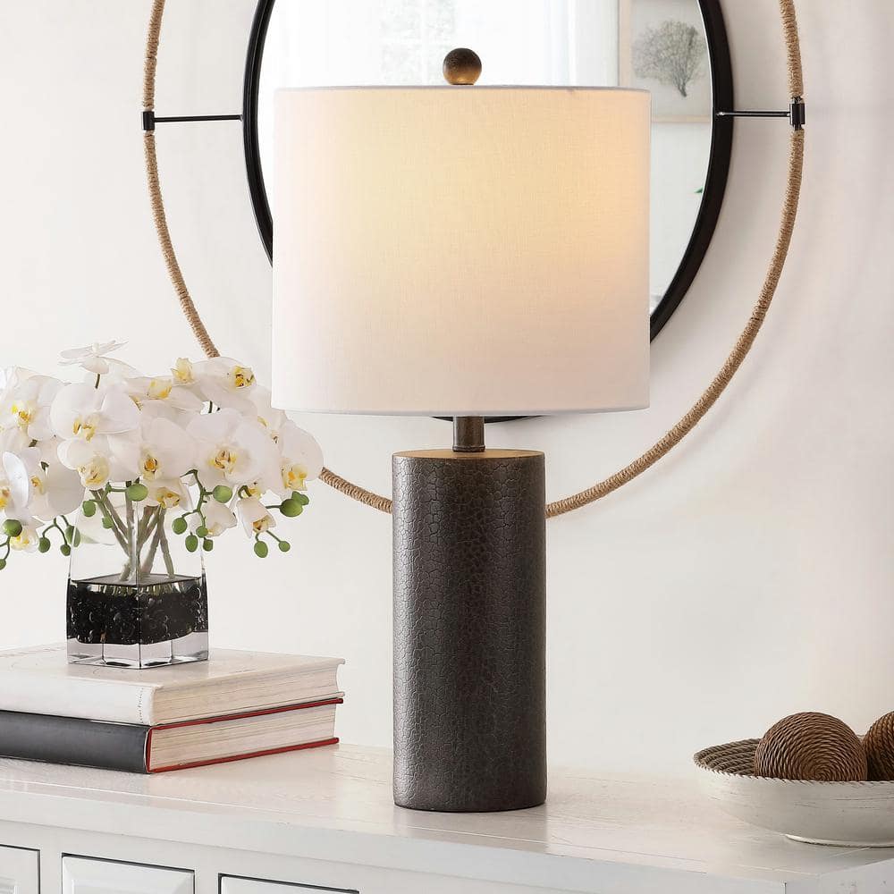 SAFAVIEH Nori 24 Dark Gray Table Lamp with White Shade