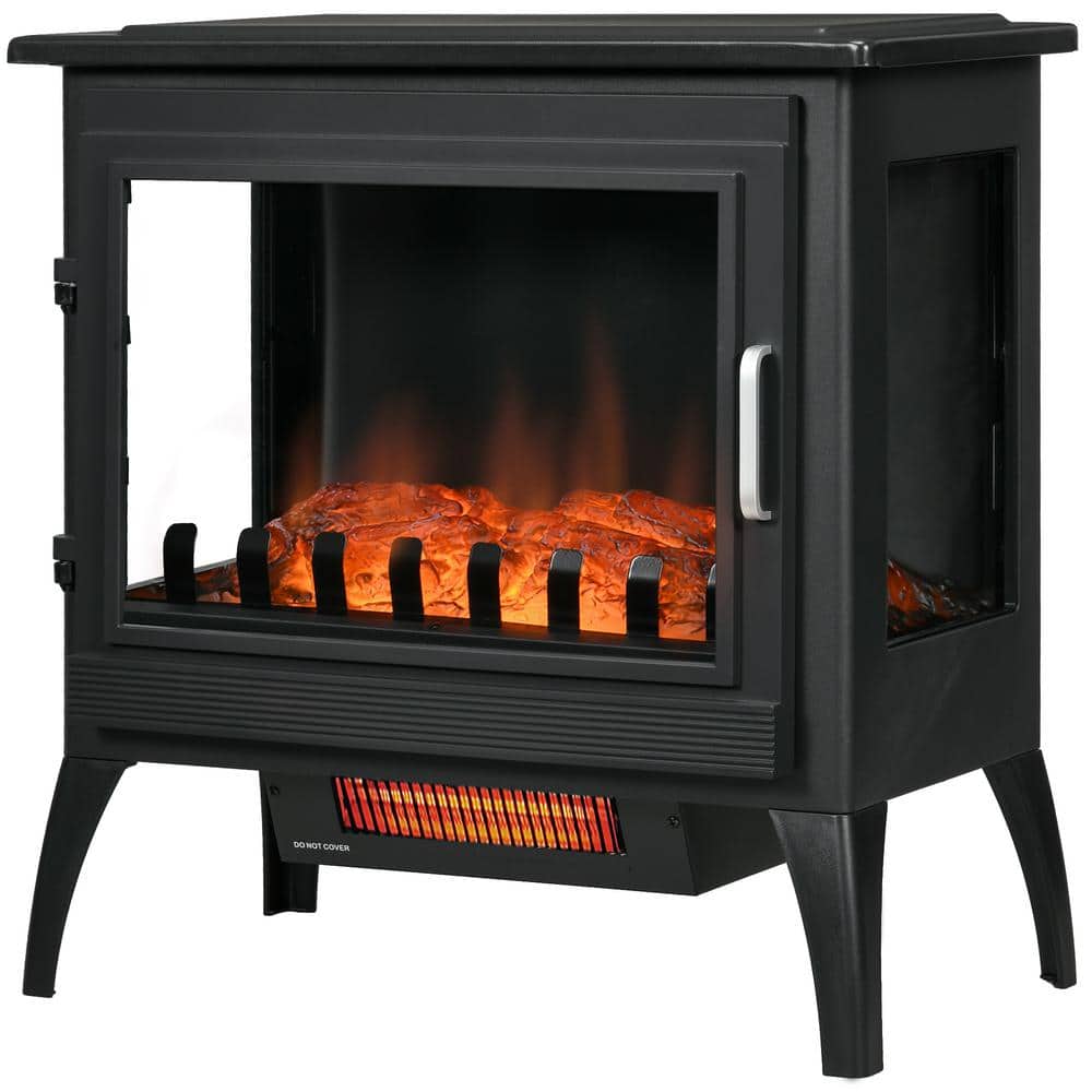 24 in. Freestanding Electric Fireplace Stove, Adjustable Temperature, Overh