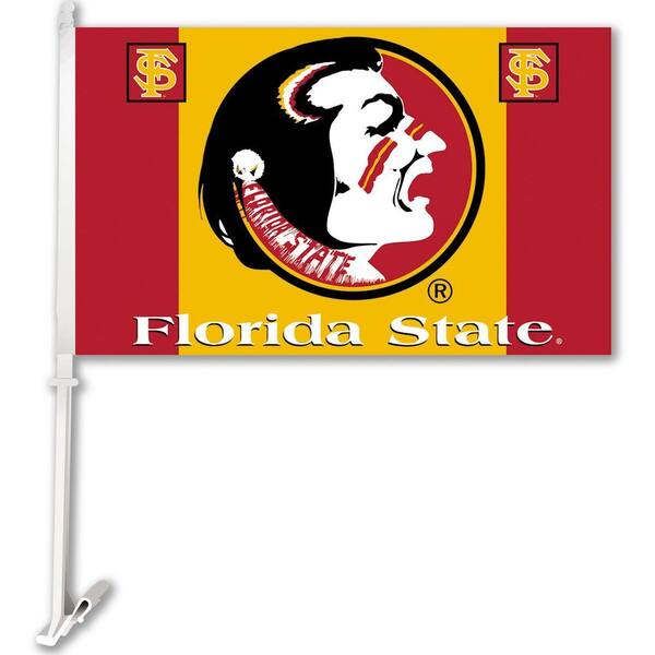 BSI Products NCAA 11 in. x 18 in. Florida State 2-Sided Car Flag with 1-1/2 ft. Plastic Flagpole (Set of 2)