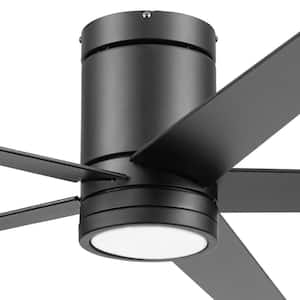 Graceshire 52 in. Color Changing LED Indoor Flush Mount Matte Black Ceiling Fan with Remote Control
