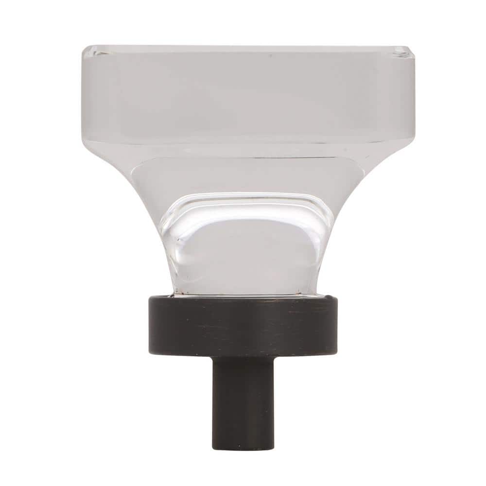 Glacio Clear and Oil-Rubbed Bronze Square Cabinet Knob