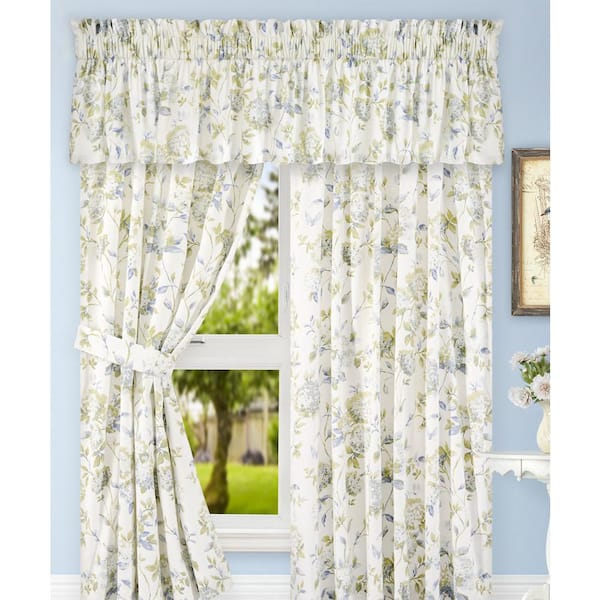 Abigail Porcelain Floral Rod Pocket Room Darkening Curtain - 45 in. W x 63 in. L (Set of 2)