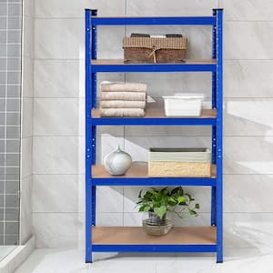5-Shelf Blue Pantry Organizer Kitchen Unit Storage Rack with Adjustable Shelves