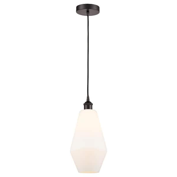 Cindyrella 60-Watt 1-Light Oil Rubbed Bronze Standard Mini Pendant Light with Painted Glass Shade, No Bulbs Included