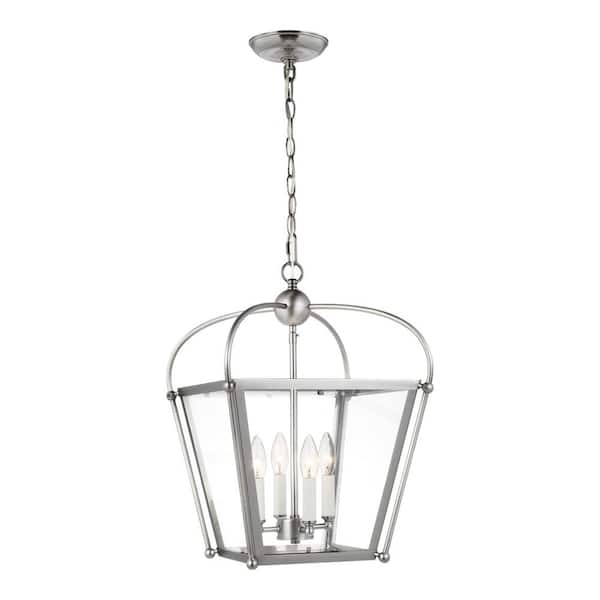 Generation Lighting Charleston Small 4-Light Antique Brushed Nickel Shaded Hanging Pendant Light