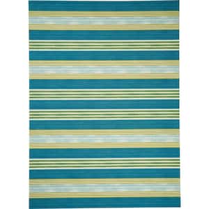 Sun N Shade Green/Teal 8 ft. x 11 ft. Geometric Contemporary Indoor/Outdoor Area Rug