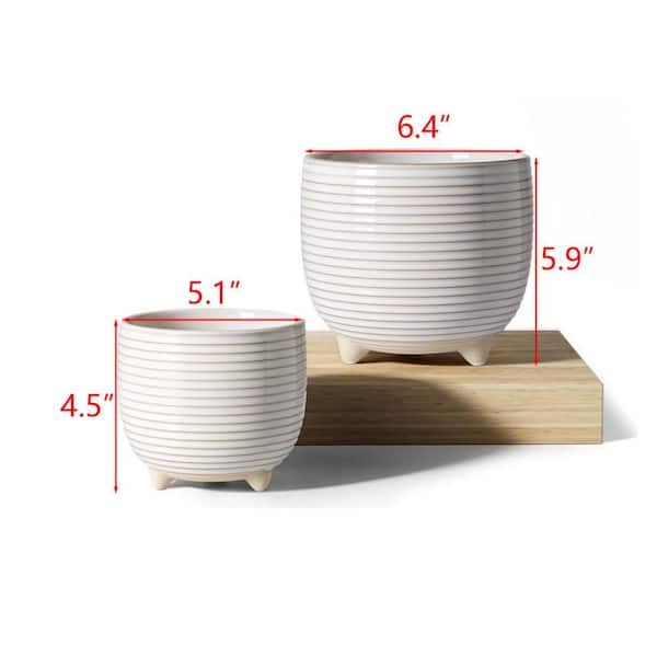 White Ceramic Round Planter Set (2-Pack) L0CGX2XNCL - The Home Depot