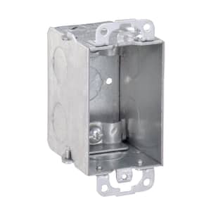 3 in. H x 2 in. W x 2-1/2 in. D Steel Metallic 1-Gang Switch Box, One 1/2 in. KO , NMSC Clamps and Plaster Ears 1-Pack