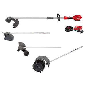 M18 FUEL 18V Lithium-Ion Brushless Cordless String Trimmer 8Ah Kit with Brush Cutter, Rubber Broom, Edger Attachments