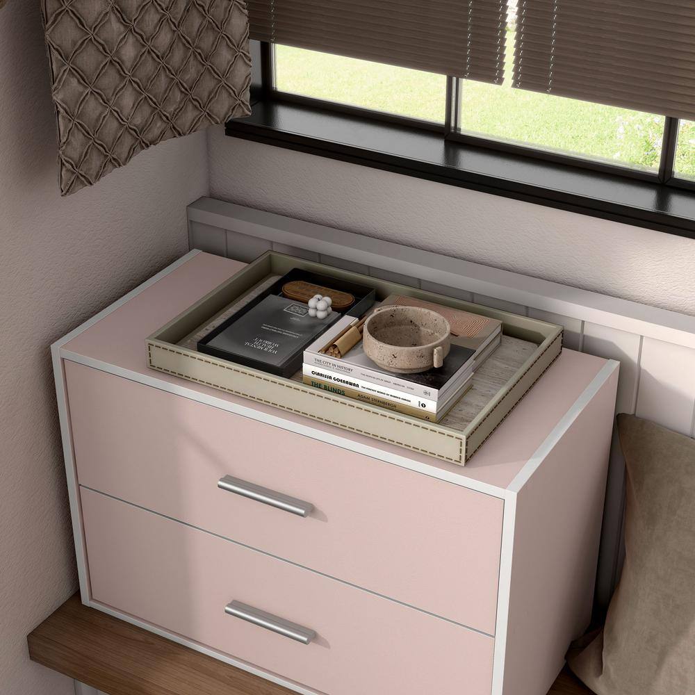 Light Pink Stackable 2-Drawer Kids Storage Cabinet