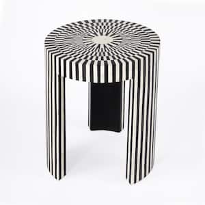 Rimma 18 in. Black/White Round Bone Inlay Side Table