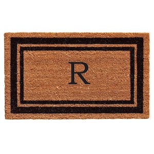 Black Border 36" x 72" Monogram Doormat (Letter R)