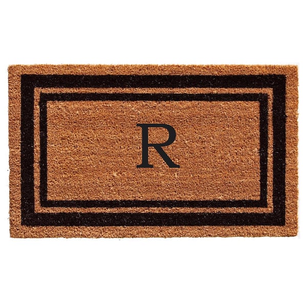 Calloway Mills Black Border 36" x 72" Monogram Doormat (Letter R)