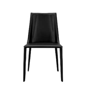 Amelia Black Faux Leather Cushioned Parsons Chair