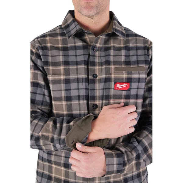 Milwaukee Men's Large Gray GRIDIRON Flannel Shirt M551G-L - The