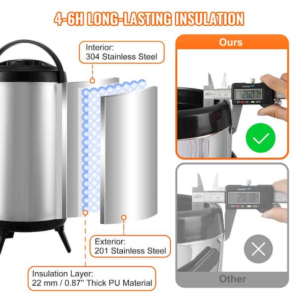 VEVOR Insulated Beverage Dispenser 10 gal. Hot and Cold Beverage Server with PU Layer Two-Stage for Restaurant Drink Shop