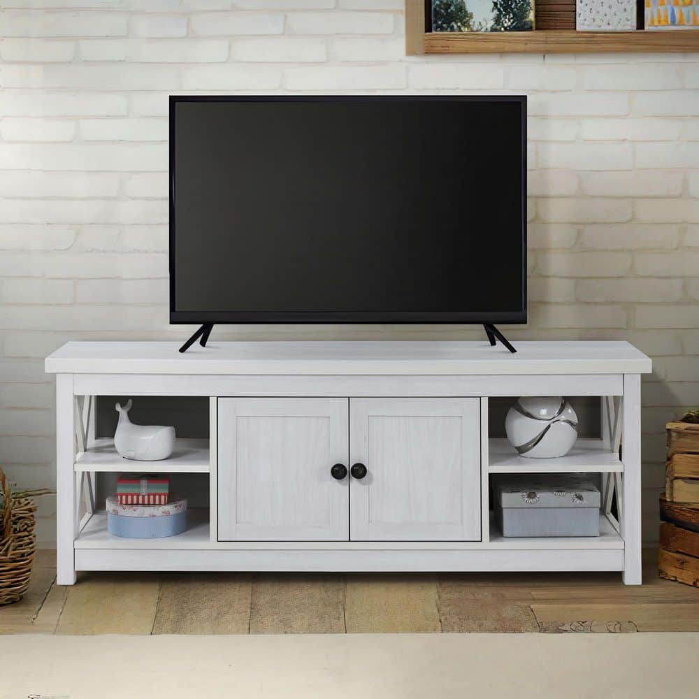59.06 in. Ivory Wood TV Stand with 1 Storage Cabinets Fits TV's up to 65 in. price history on PriceWatchPro