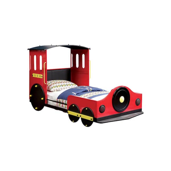 Furniture of America Ash Meadow Red and Black Steel Train Twin Bed