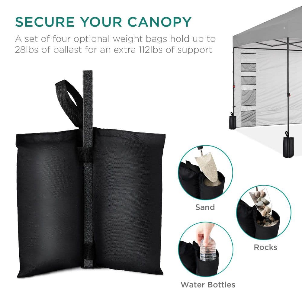 Silver 10x10ft Easy Setup Pop Up Canopy Tent with Side Wall